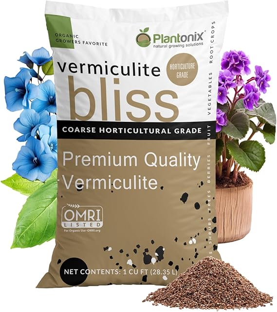 Vermiculite Bliss (1 Cubic Ft) - Organic Vermiculite for Gardening - Natural Soil Amendment - Bulk Vermiculite for Plants, Potting Soil, Seed Starting - Mixes with Garden Soil & Perlite for Plants
