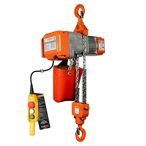 Prowinch 1 ton 2200 lb 220V Electric Chain Hoist 20 ft. G80 Chain H2 Duty