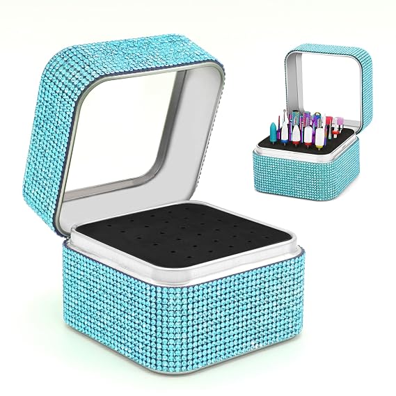 Nail Drill Bits Holder Case- 30 Holes Dustproof Rhinestone Nail Bits Box Efile Displayer Organizer Container for Manicure Tools