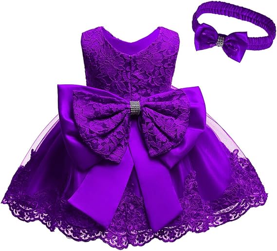 KISSOURBABY Toddler Baby Girls Embroideries Baptism Dresses Christening Special Occasions Gown for Baby Girl with Headwear
