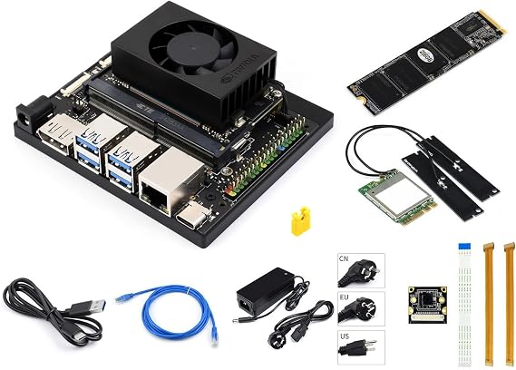 Waveshare Jetson Orin Nano AI Development Kit for Embedded and Edge Systems 4GB Memory Jetson Orin Nano Module Package A (6 Items), with a Free 256 GB NVMe Solid State Drive