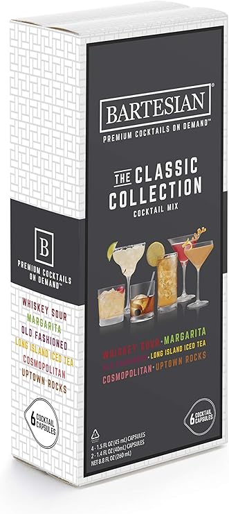 bartesian The Classic Collection cocktail Mixer capsules, Variety Pack of 6 , for bartesian Premium cocktail Maker (55350)