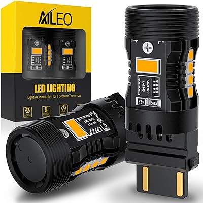 AILEO 3156 3157 LED Bulb Amber 3000K,28W 4800LM 600% Brighter,Anti Hyper Flash&CANBUS Error Free,Cooling Fan,3057 4157 Ideal for Front Rear Turn Signal Light,Standard Socket,Not CK,2-Pack