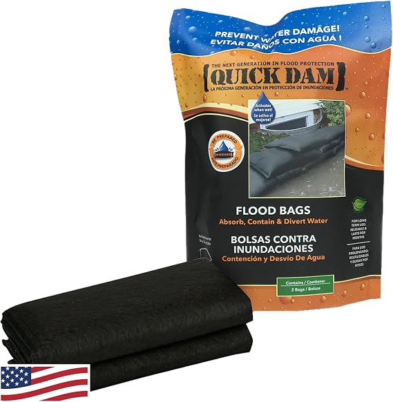 Quick Dam QD1224-2 Water Activated Flood Bags 2/Pack, Black