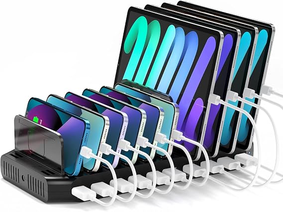 Unitek 10-Port USB-C Charging Station for Multiple Devices with LED Display