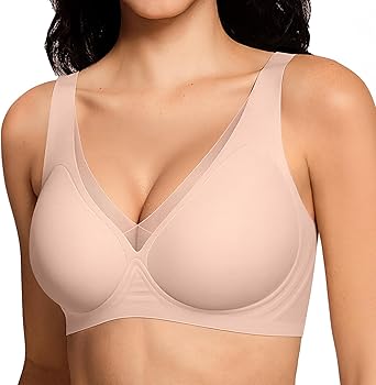 LetsJoli Deep V Wireless Jelly Bras for Women No Underwire Seamless Push Up Comfortable Tshirt Bralettes Everyday Bra