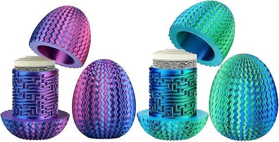 2PCS Puzzle Box for, Brain Teasing Money Box with Hidden Compartment, Easter Eggs Decorations for Cash Gifts, Reusable Interactive Maze Egg Set of Pieces (blue/green/purple)