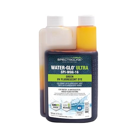 SPECTROLINE SPI-WGG-16 Water-GLO Ultra UV Green Fluorescent dye for Water/Glycol and Coolant Fluid Based Systems
