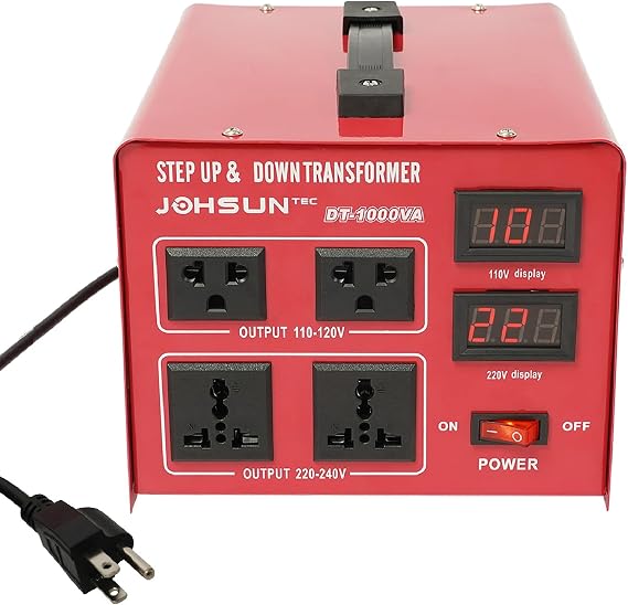 Voltage Converter Auto Transformer Step Up/Down Power Converter 220V to 110V, 110V to 220V with US Outlets, Universal Outlets, LCD Display