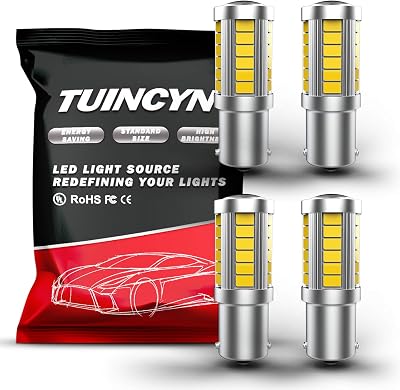 TUINCYN 1156 LED Bulb White Brake Light Bulb Super Bright 8000K 5630 33SMD 1141 1073 7506 BA15S Turn Signal Light Back Up Reverse Light Tail Parking Light RV Light Lamp DC 12V Pack of 4