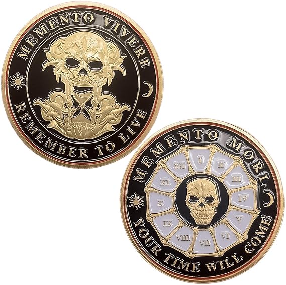 Memento Mori Challenge Coin Memento Vivere Coin Skull Challenge Coin