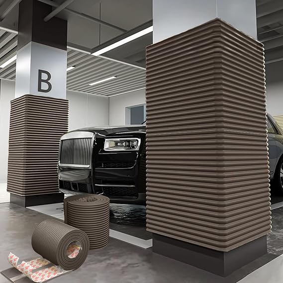 Garage Wall Protector for Car Doors, Strong Foam Wall Column Guard for Parking Garages,Wall Edge Bumpers Corner Guards Wall Protector Strip, Waterproof/Anti-Scratch/Collision(Brown,6.5ft/2m)