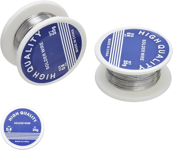 2 Pcs Solder Wire, Solder Wire with Flux, Soldering Wire, 0.8mm Tin Content 63% Solder Wire with Rosin Core for Electronic Electrical Soldering Components Repair and DIY. (40g)