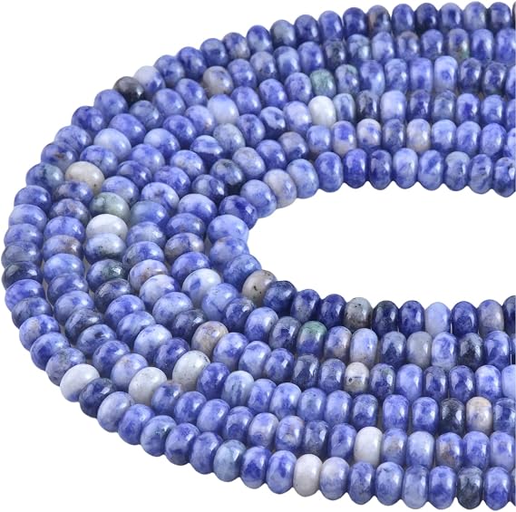 Rondelle Beads for Jewelry Making 5x8mm Natural Stone Beads 1 Strand 15.5inch Lentil Spacer Beads Rondelle Gemstone Bead Semi-Precious Stone Bead for Bracelet Necklace Crafts Blue Sodalite Bead