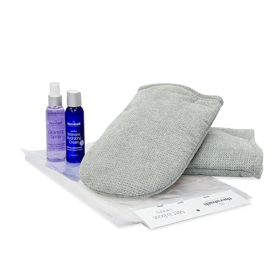 Therabath Hand ComforKit for Paraffin Wax Bath, Arthritis and Skin Therapy, Includes 2 Insulated Mitts, 100 Liners, 4 oz. Pre-Treatment Spray and Intensive Hydrating Cream, Home and Spa, Made in USA