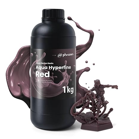 phrozen Aqua Hyperfine Photopolymer Resin for 9K, 12K or Higher Resolution 3D Printers, 405nm LCD UV-Curing 3D Printing with Low Shrinkage & Superior Precision, Smooth Surface Finish (Red, 1KG)