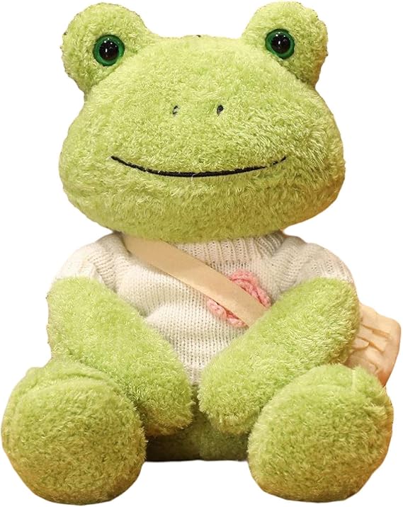 frog plush toy, cute frog plush toy, frog plush toy, cuddly pillow, cute frog toy, soft plush toy, children's bedding, fluffy frog figure doll, sweater-loving healing, B