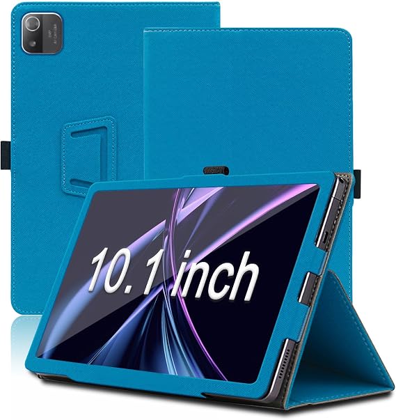 Universal Case Compatible with 10.1 Inch Acer Iconia Tab A10(A10-21-A0T7), Premium PU Leather Folding Stand Tablet Protection Bundle with Pen Loop and Wrist Strap, Full Protection(Light Blue) 