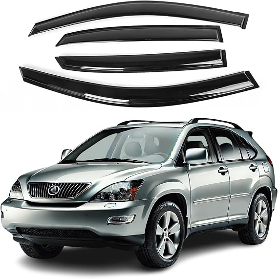 Sunwei Fits Lexus RX350 2004-2007 Side Window Vent Visor Sun Rain Deflector Guard, Black (07 0407)