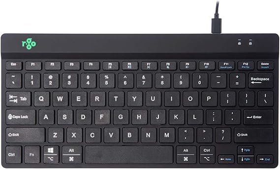 R-Go Compact Keyboard, with Break Software, Ergonomic Flat Design, Anti-RSI, USB-C/A Wired, Compatible with Windows/Android/Mac OS, QWERTY (US),