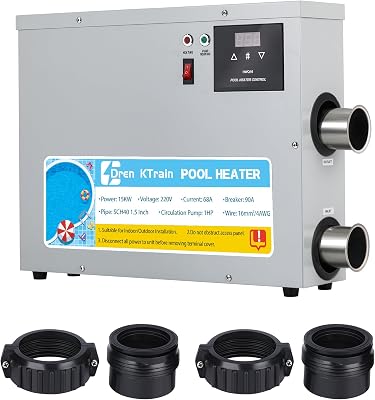 Pool Heater 11KW 220V, Upgrade Electric Swimming Pool Heaters Hot Tub Water Thermostat with Touchscreeen for Above Ground Inground Pool, Spa, Bathtub 11KW