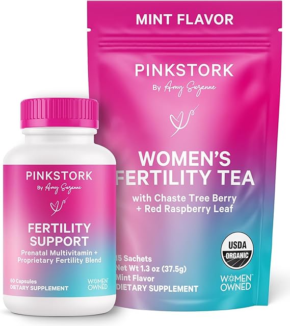 Pink Stork Fertility Bundle for Women, Conception Tea + Prenatal Vitamins