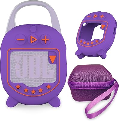 JCHPINE Hard Case and Silicone Cover for JBL Clip 5 Ultra Portable Bluetooth Speaker Accessories, Soft Silicone Case for JBL Clip 5 Speaker Stand Up Holder Purple