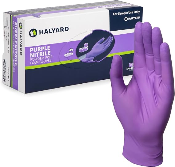 HALYARD PURPLE NITRILE Gloves Powder Free Disposable Medical Exam Gloves Dental Chemo Protection 5.9 mil 9.5 In