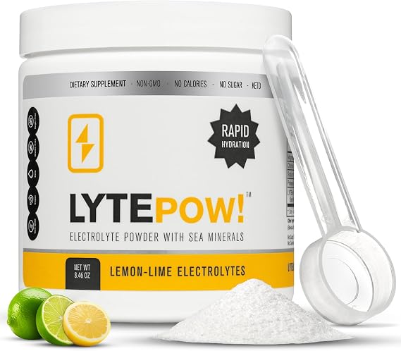 LyteLine Electrolytes Powder - Sea Minerals - Lemon-Lime Hydration Supplement - 90 Servings - Non-GMO, No Calories, No Sugar - Delicious Keto Replenishment Drink Mix - Perfect for Exercising