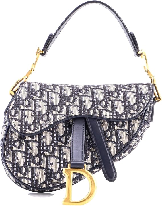 Pre-Loved Saddle Handbag Oblique Canvas Mini, Blue