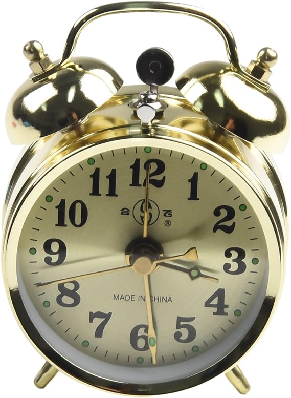 Alarm Clocks Bedside Bedroom Clock With Large Display, Manual Wind Up Vintage Metal Clock With Mechanical Wind Up Spring