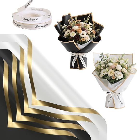 ertlutw Flower Wrapping Paper 2 Colors Flower Bouquet Wrapping Papers 56cm