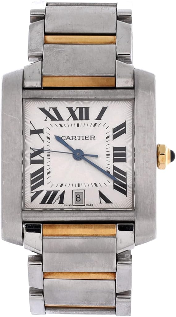 Pre-Loved Tank Francaise Automatic Watch Stainless Steel and Yellow Gold 28, Silver