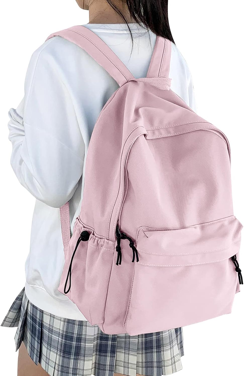 HYC00 School Backpack Womens, Causal Travel School Bags 14 Inch Laptop Backpack for Teenage Girls Lightweight Rucksack Water Resistant Bookbag College Boys Men Work Daypack, Pink
