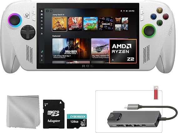 ASUS ROG Xbox-Ally 1TB SSD AMD Ryzen Z2 A CPU Gaming Handheld 7-inch Touchscreen 120Hz, Mytrix Hub, 128GB MicroSD Card, 4 Accessories: 5 in 1 Bundle