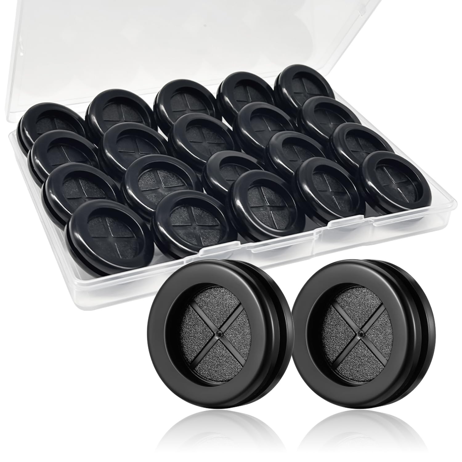 20PCS 1 inch Rubber Grommets for Wiring Double-Sided Hole Plugs Wall Grommet for Cables DD040-1