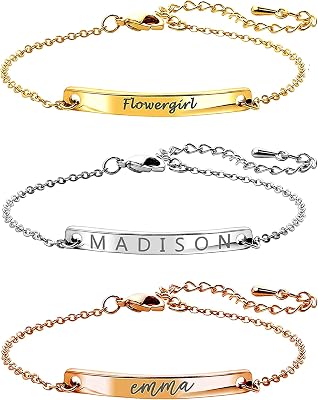 MignonandMignon Coordinate Bracelet Best Friend Gift for Her Personalized Name Birthday Women Bridesmaid Proposal Bachelorette Party - 2BR-D