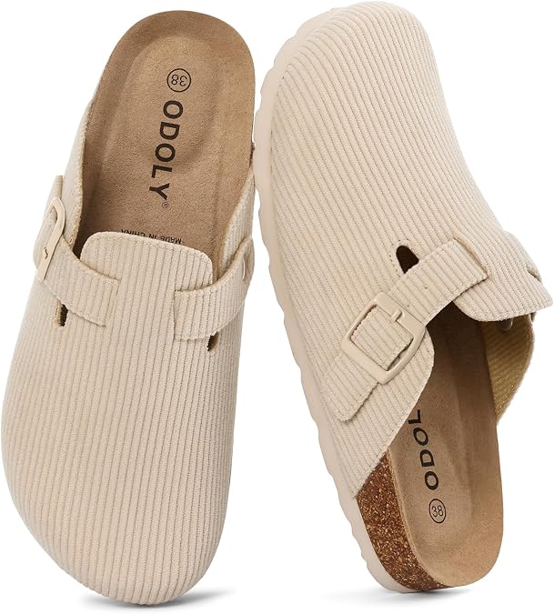 ODOLY Genuine Suede Clogs for Women Men Comfort Cork Footbed Potato Shoes
