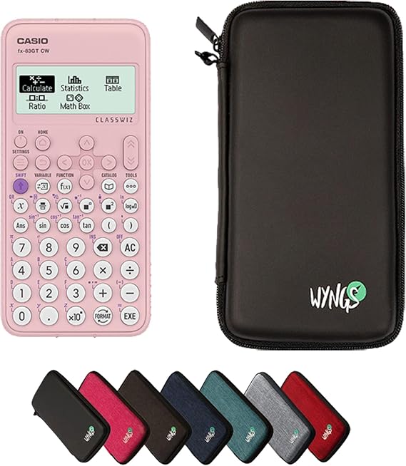 Casio FX-83GTCW Pink including a WYNGS protective case in Black - Basic Set