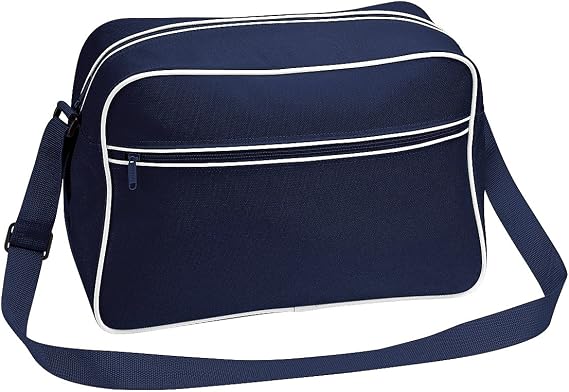 BagBase Retro Adjustable Shoulder Bag (18 Liters) (One Size) (French Navy/White)