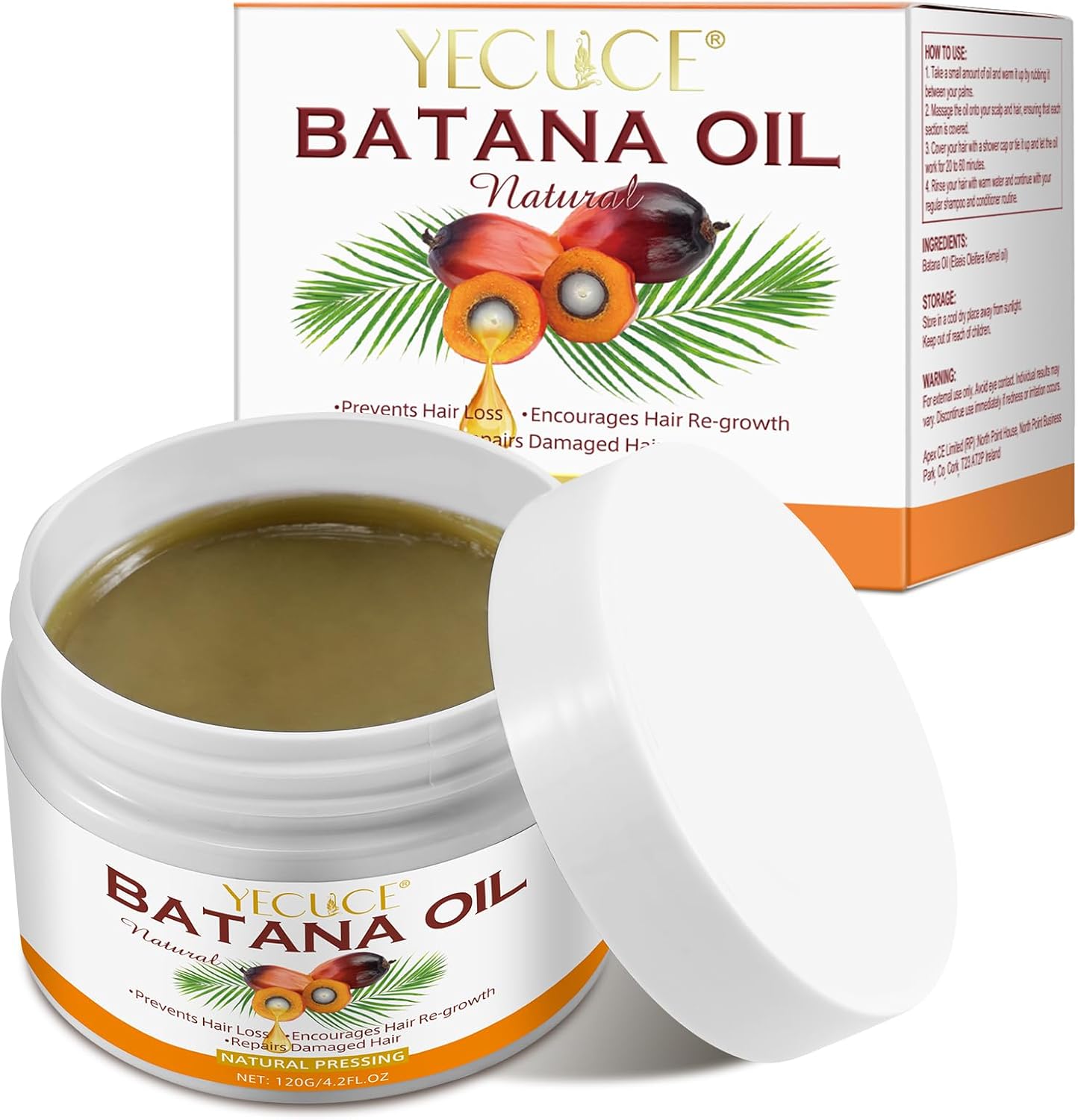 Raw Batana Oil for Hair Growth,100% Natural Batana Oil from Honduras, Prevent Hair Loss, Eliminates Split Ends and Enhances Hair Thickness for Men & Women 120g