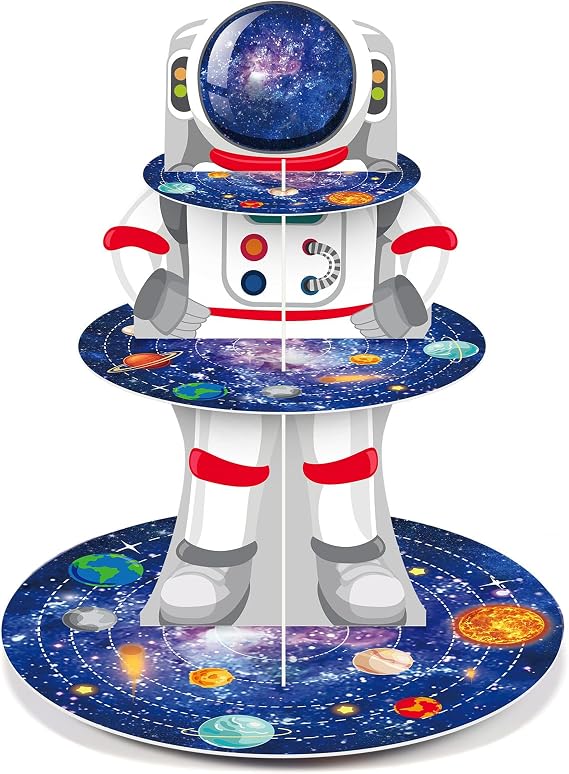 Zopeal Space Astronaut Cupcake Stand, Space Birthday Party Decorations