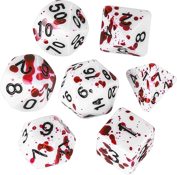 OriCraft Vampire Dices D20 Red Dot Dice DND Dice Set Realistic Halloween D20 Splatter Dices Polyhedral Role Playing Game Dice Dice