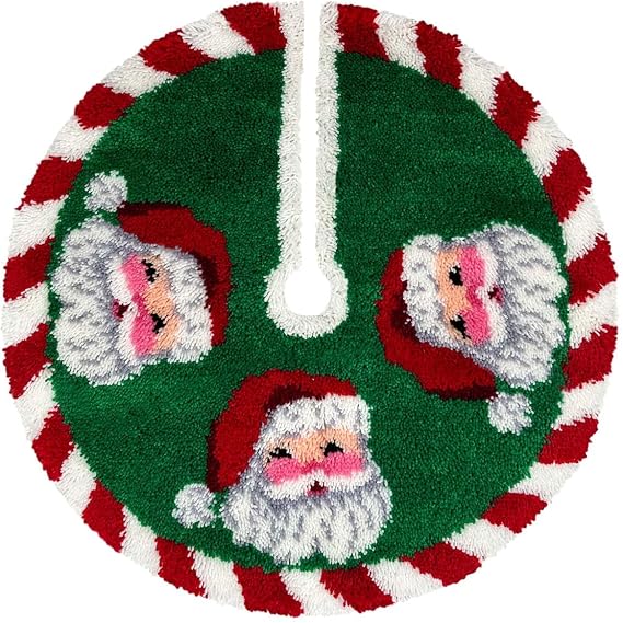 Herrschners Peppermint Santa Tree Skirt Latch Hook Kit