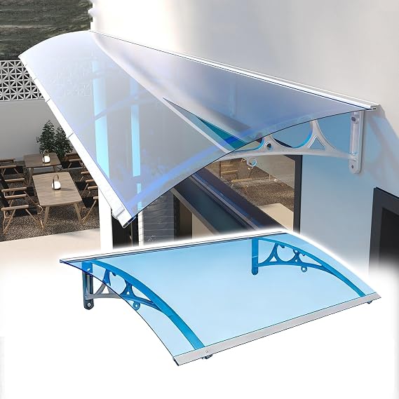 Front Door Awnings, Window Awning Door Canopy Exterior with Aluminum Bracket, Doors Polycarbonate Cover for Patios, Deck Doors, Porches(60x120cm)