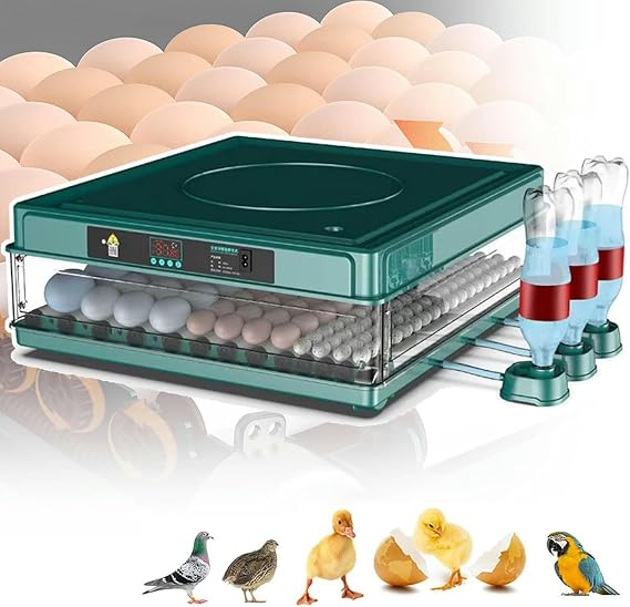 36 48 56 64 98 130 Egg Incubator,Poultry Hatcher,Digital LED Display, Auto Egg Turning+Automatic Hydration+Temperature Control,with LED Egg Light,130-eggs-US-1pc