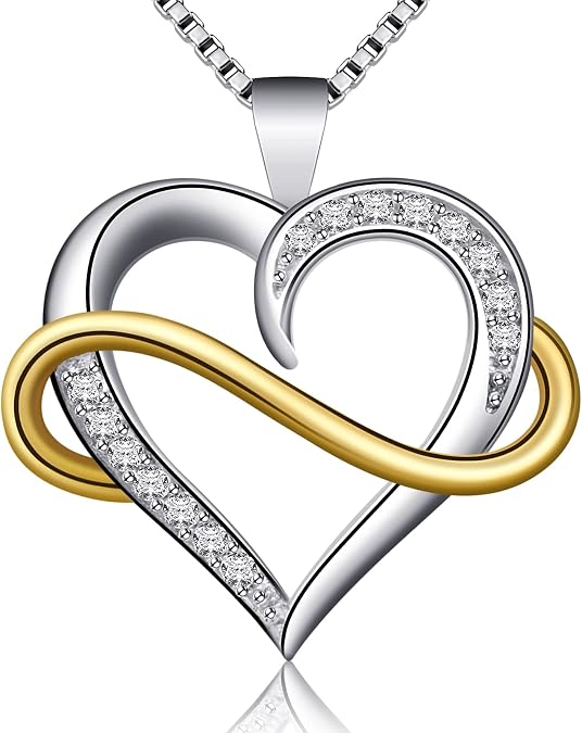 Heart Necklace for Women, Heart Pendant necklaces Silver 925,Cubic Zirconia 18'' Jewelry for Women,Wife,Mom,Her