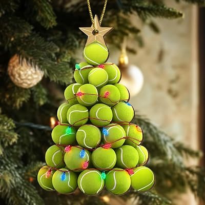 Tennis Christmas Ornament 2025, Ornaments for Christmas Tree, Funny Acrylic Sports Ornaments, Sports Lovers Gifts for Women, Men, Lovers, Players, Commemorative Hanging Decor