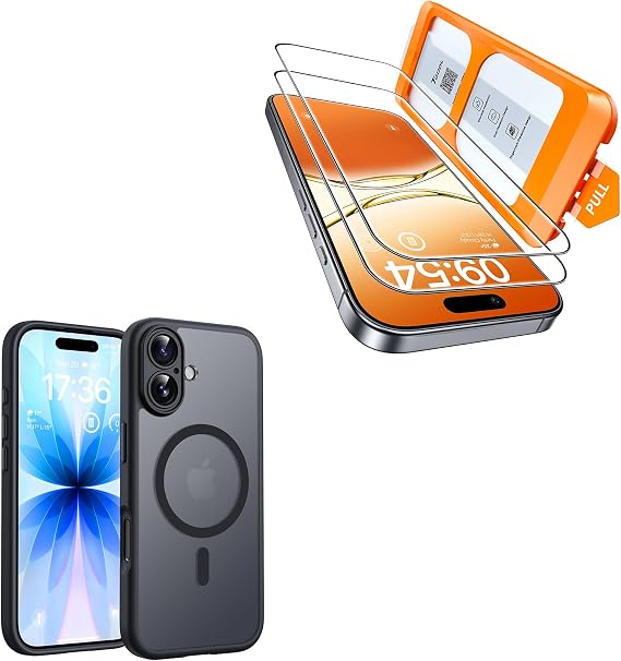 TOCOL 2 Pack iPhone 17 Shatterproof Screen Protector Bundle with iPhone 17 Magsafe Case (3 Items)