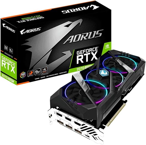 GIGABYTE AORUS GeForce RTX 2070 Super 8G Graphics Card, 3X WINDFORCE Fans, 8GB 256-Bit GDDR6, GV-N207SAORUS-8GC Video Card